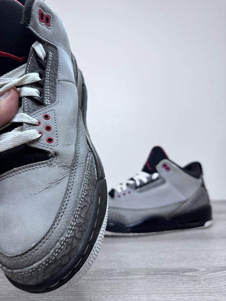 Size 12 - Air Jordan 3 Retro Stealth 136064-003 Gray Black Red Men’s Preowned