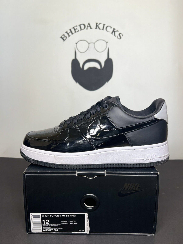 Size 12W (10.5 M)- Nike Air Force 1 '07 SE Premium Black Silver AH6827-001 Rare