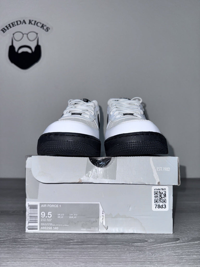 Size 9.5 - Nike Air Force 1 White Black Midsole 488298-140 Authentic NEW DS