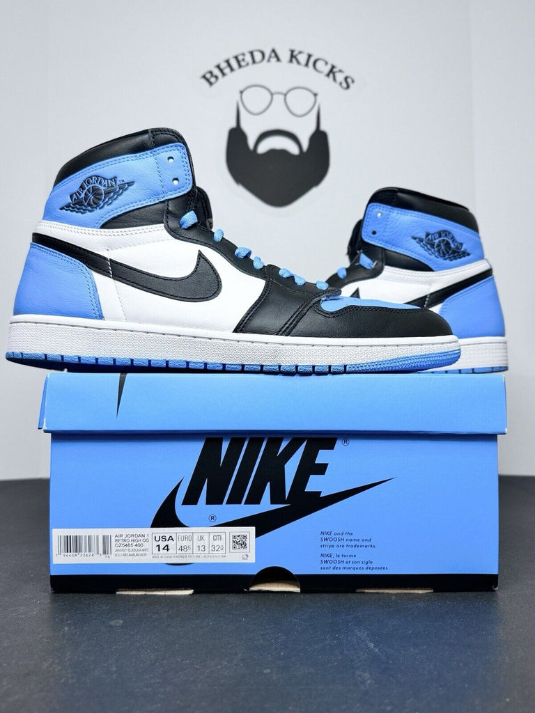 Jordan 1 Retro OG High UNC Toe DZ5485-400 Black Blue Preowned Men’s Size 14