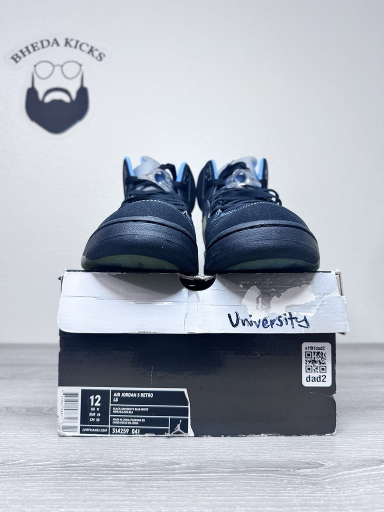 Size 12 - Nike Air Jordan LS Retro 5 V Black University Blue 314259-041 Preowned