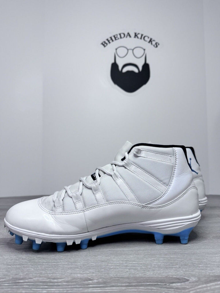 Size 12 - Air Jordan 11 Retro TD Columbia White Blue Football Cleats AO1561-117