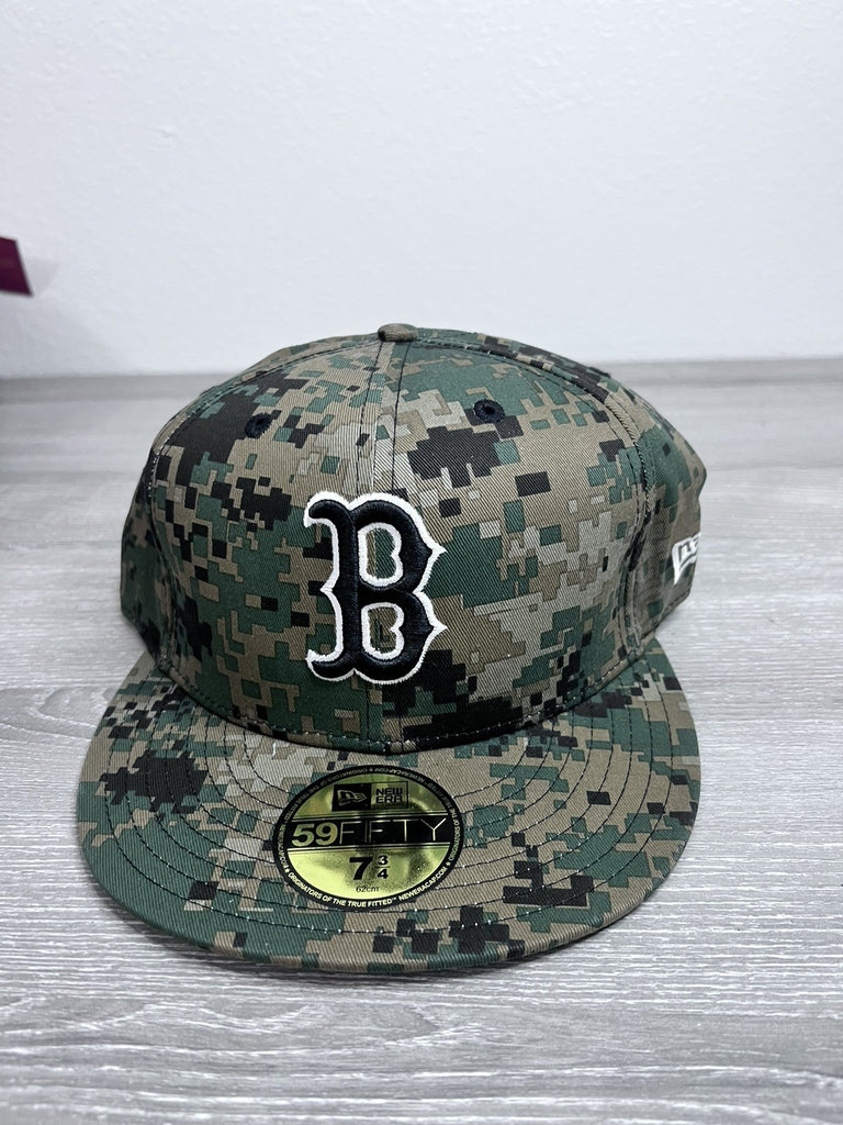 Boston Red Sox Hat Men's Snapback Green Camo New Era 9Fifty MLB Cap 7 3/4