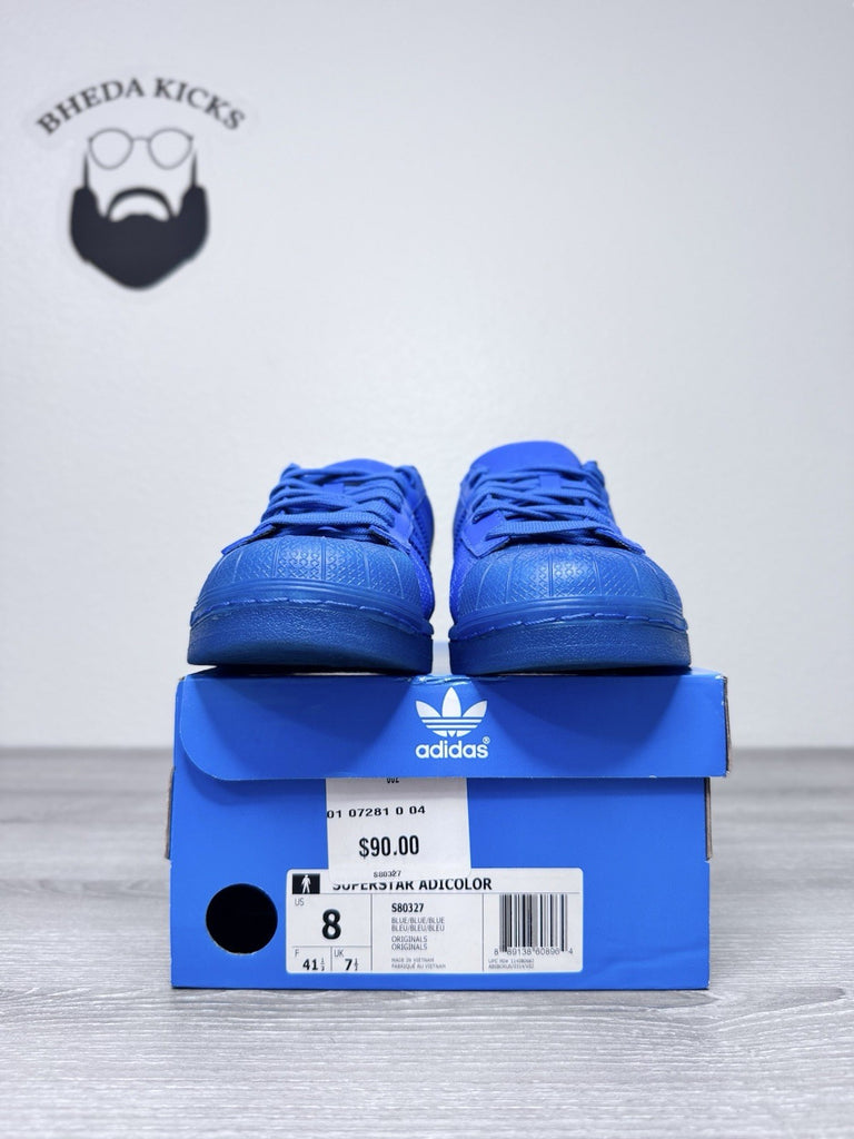 Size 8 - 2016 Adidas Superstar Adicolor Blue Tonal S80327 Sneaker Preowned