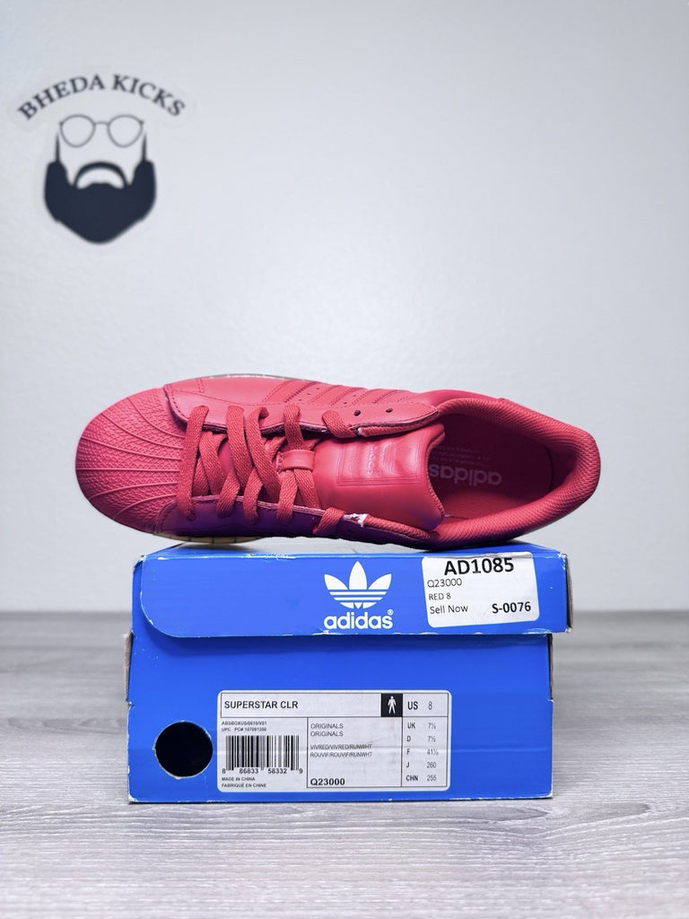 Size 8 - Adidas Superstar CLR Red Low Top Shell Toe Q23000 Men’s Preowned