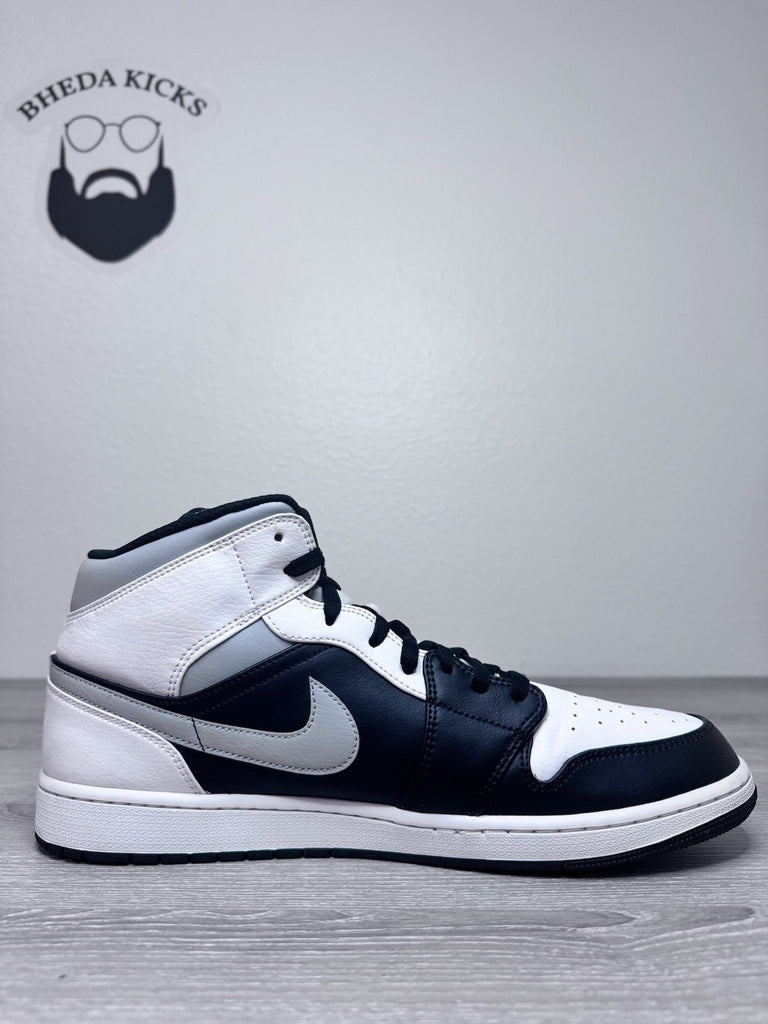 Size 15 - Nike Air Jordan 1 Mid Black White Lt Grey Sneakers 554724-073 Men’s