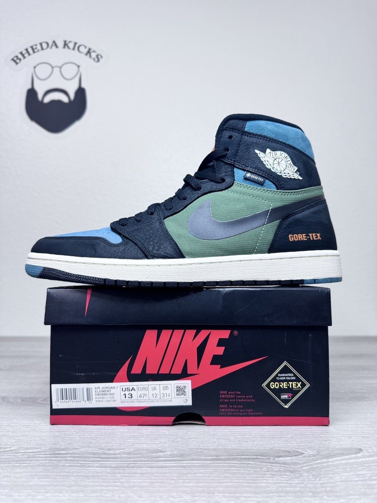 Size 13 - Air Jordan 1 High Element Gore-Tex Shoes Black Blue Green DB2889-003