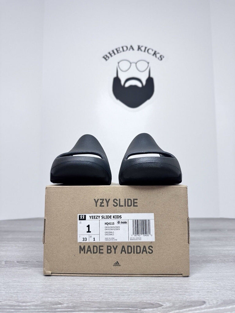 Size 1Y - Adidas Yeezy Slide Onyx Little Kids New HQ4115 Kanye West NEW DS