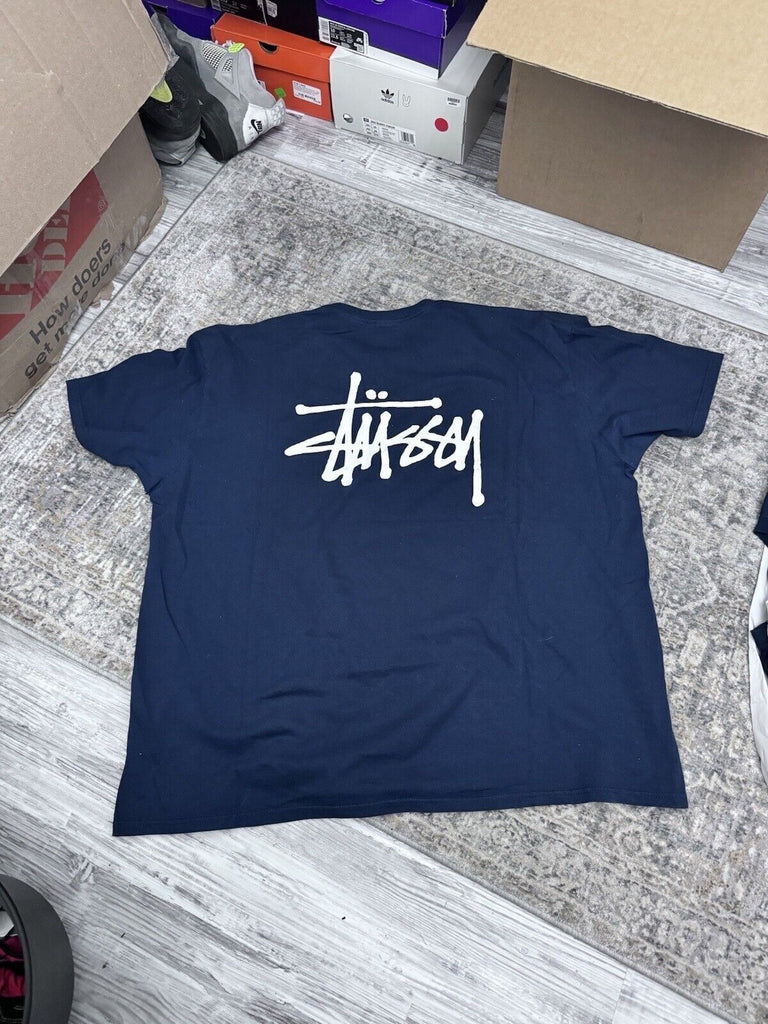 Stussy T Shirt Classic Logo Navy Blue Men’s Size XXL