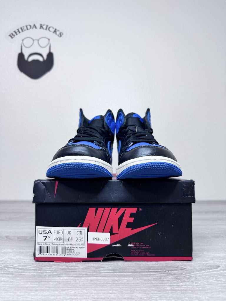 Size 7.5 - Nike Air Jordan 1 High OG Royal Blue Retro Men’s 555088-007 Preowned