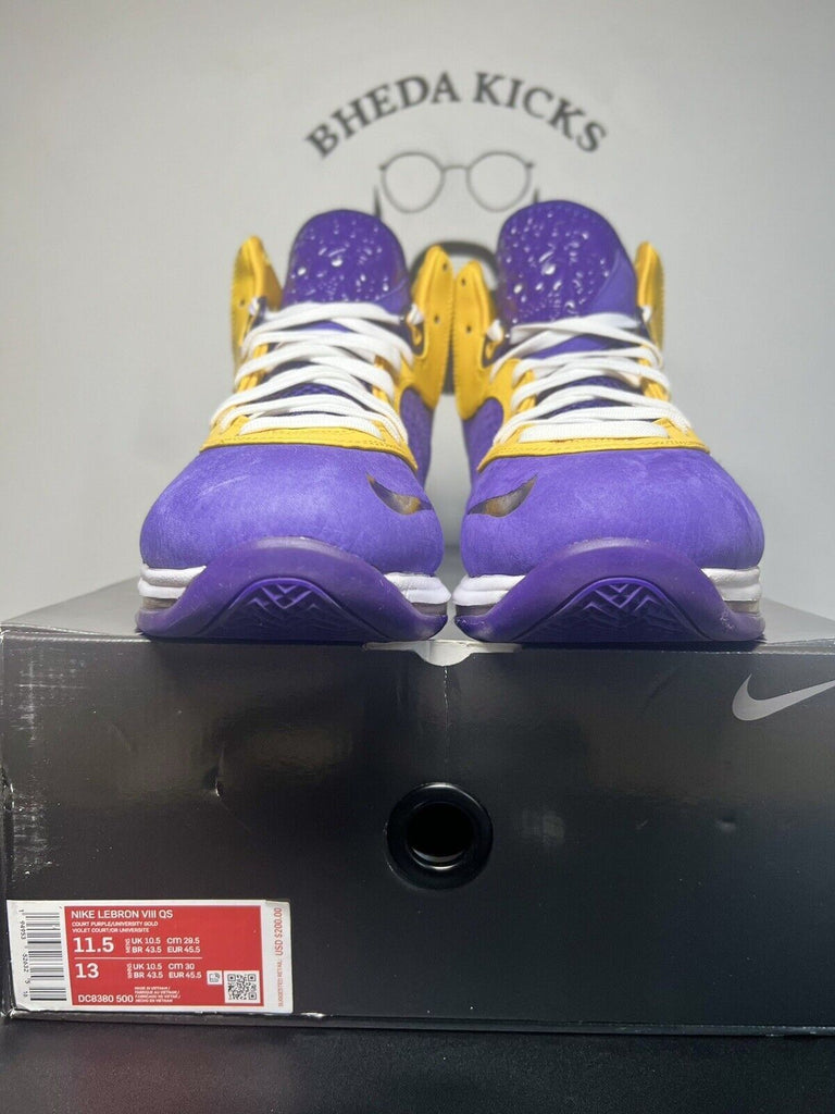 Nike LeBron VIII 8 Lakers QS Court Purple Yellow DC8380-500 Men’s Size 11.5 Og