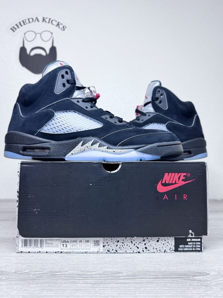 Size 13 - Air Jordan 5 Black Metallic Reimagined Sneakers HF3975-001 Preowned