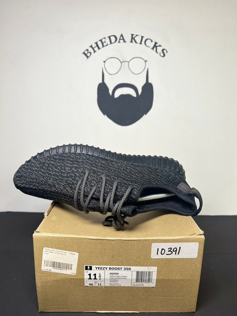 Size 11.5 Adidas Yeezy Boost 350 V1 Pirate Black 2015 AQ2659 Preowned Rare Og