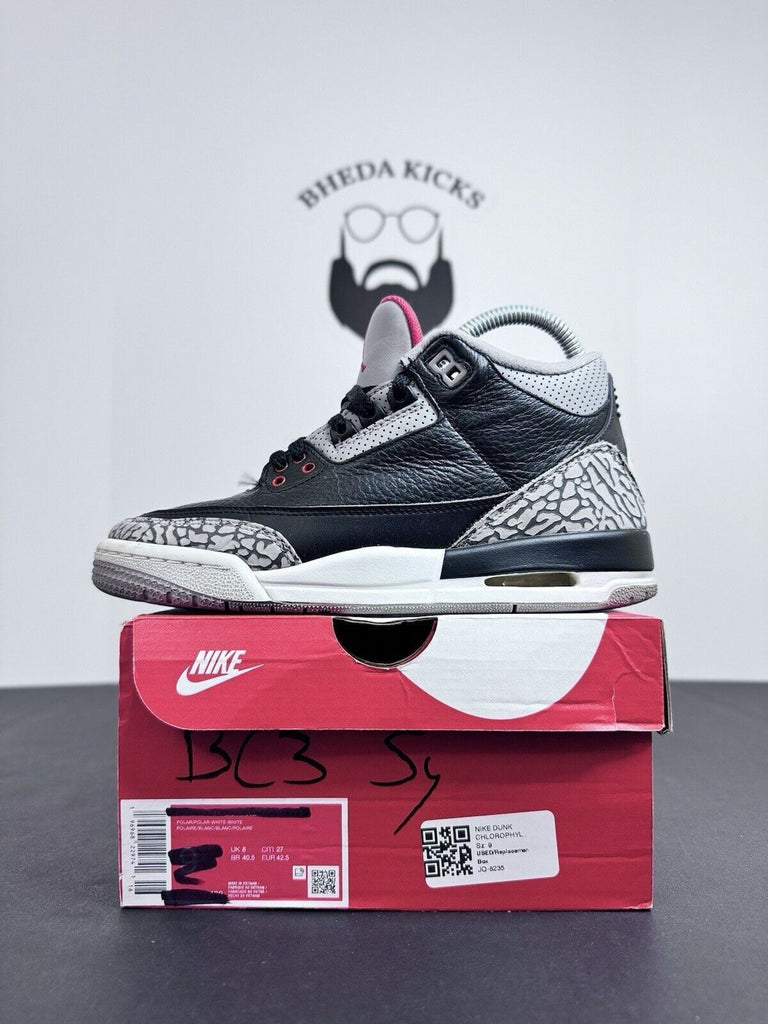 Nike Air Jordan Retro 3 Black Cement 854261-001 2018 Preowned GS Youth Size 5Y