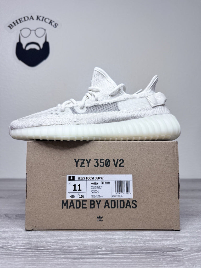 Size 11 - Adidas Yeezy 350 Boost V2 Bone Men's Sneakers White HQ6316 Preowned