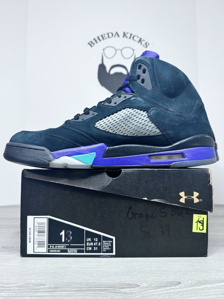 Size 14 -  Jordan 5 Retro Black Grape 136027-007 OG  Preowned Authentic Rare