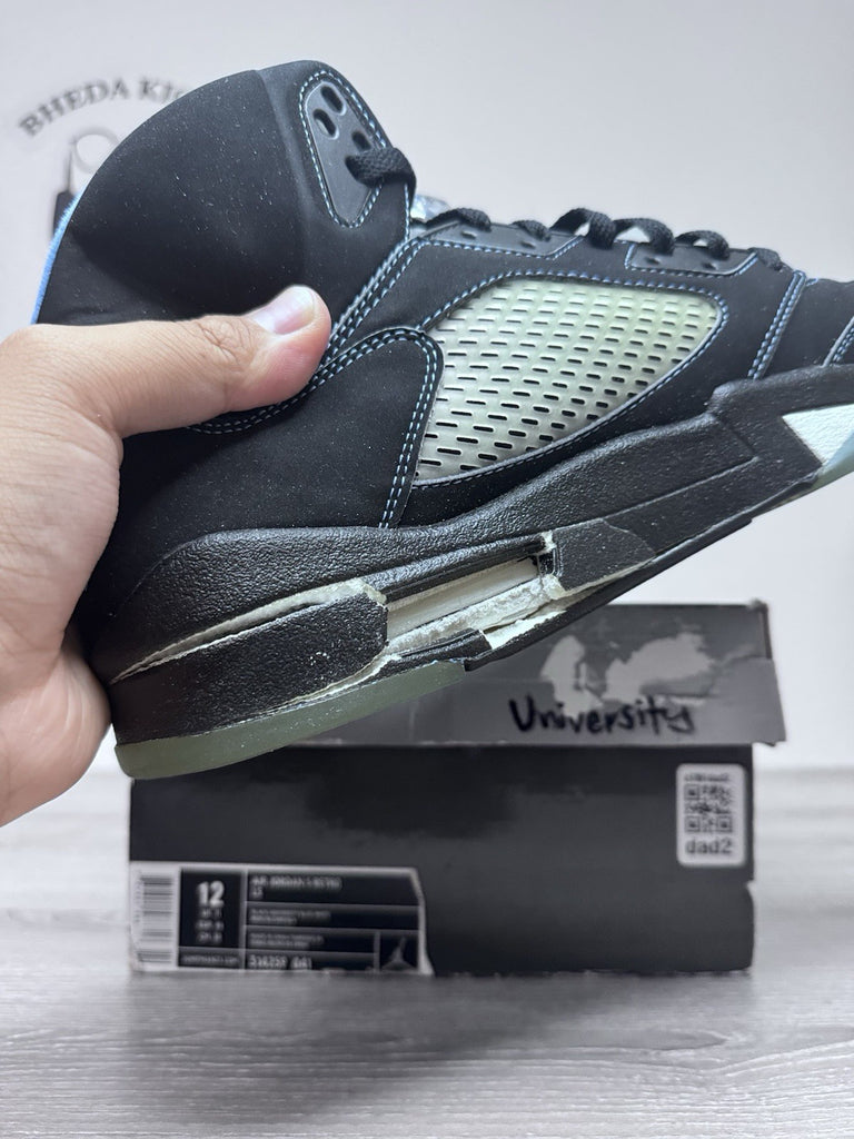 Size 12 - Nike Air Jordan LS Retro 5 V Black University Blue 314259-041 Preowned