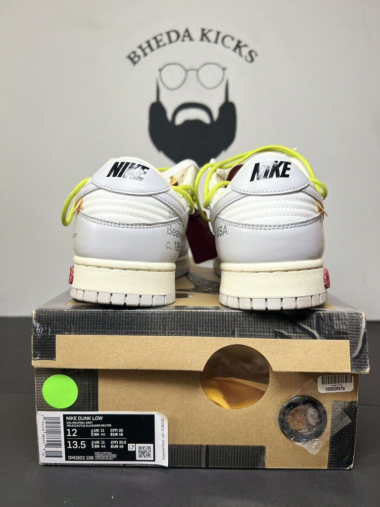 Nike Off-White x Dunk Low Lot 08 of 50 Size 12 DM1602-106 Og Preowned Rare