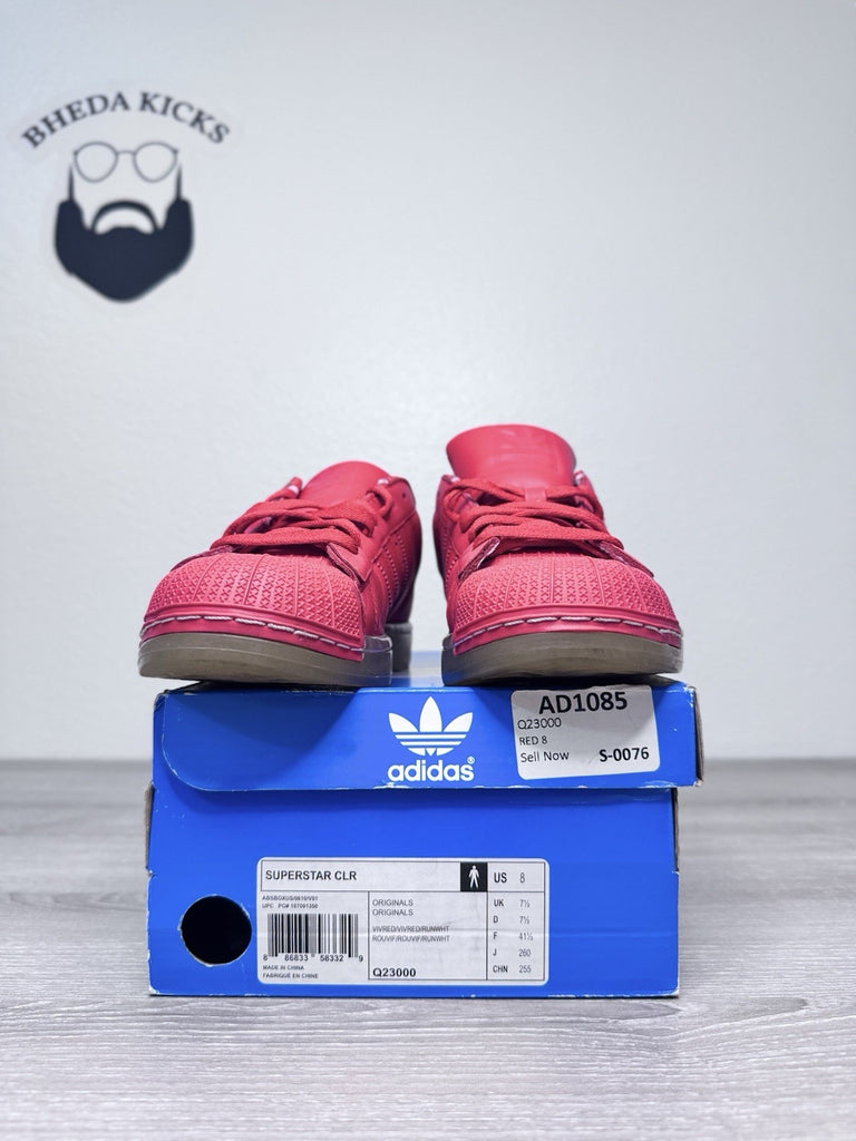 Size 8 - Adidas Superstar CLR Red Low Top Shell Toe Q23000 Men’s Preowned