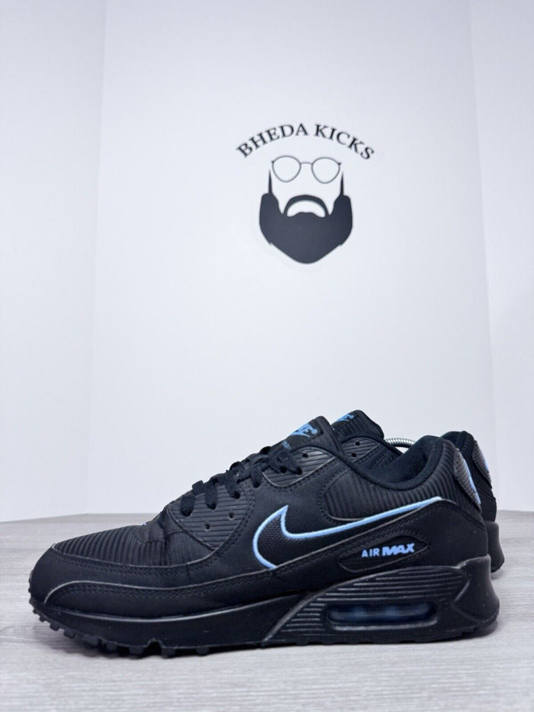 Size 11 - Nike Air Max 90 Black University Blue FJ4218-001 Preowned Authentic