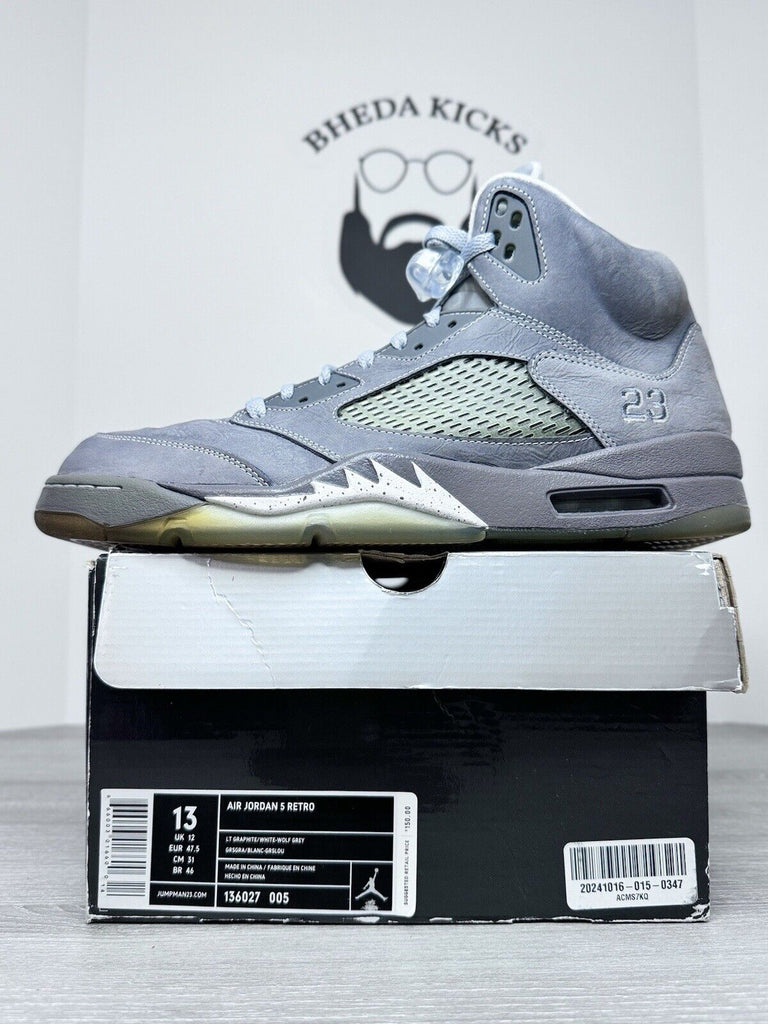 Size 13 - Nike Air Jordan 5 Wolf Grey 136027-005 Preowned Og Authentic