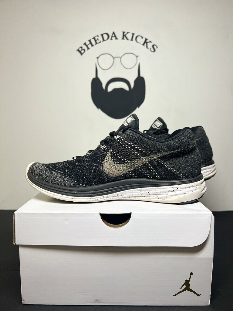 Nike Lunar Flyknit 3 Black White Grey OREO 698182-001 Womens 9 Preowned Og Clean