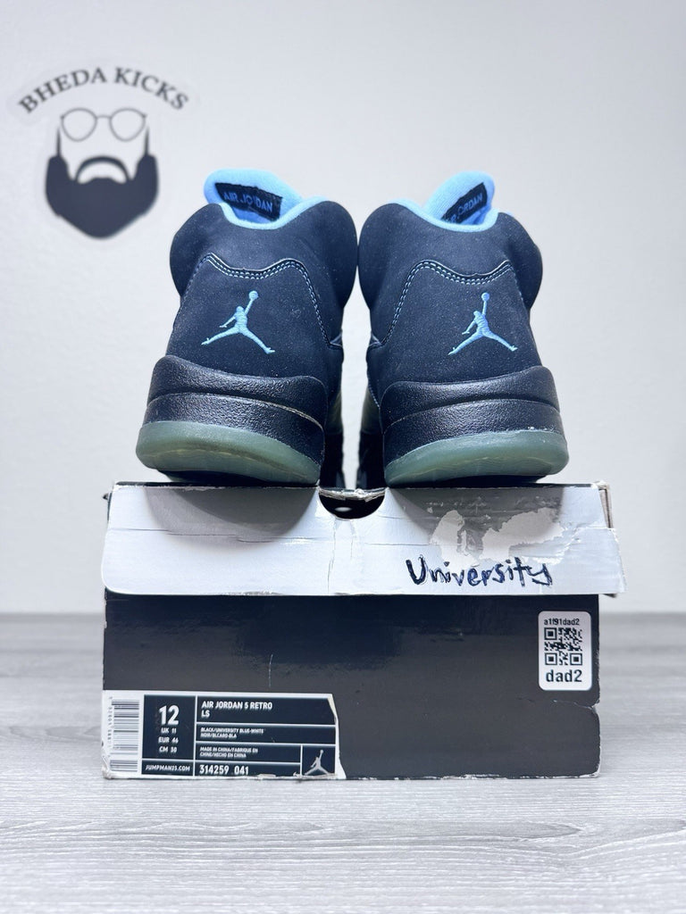 Size 12 - Nike Air Jordan LS Retro 5 V Black University Blue 314259-041 Preowned
