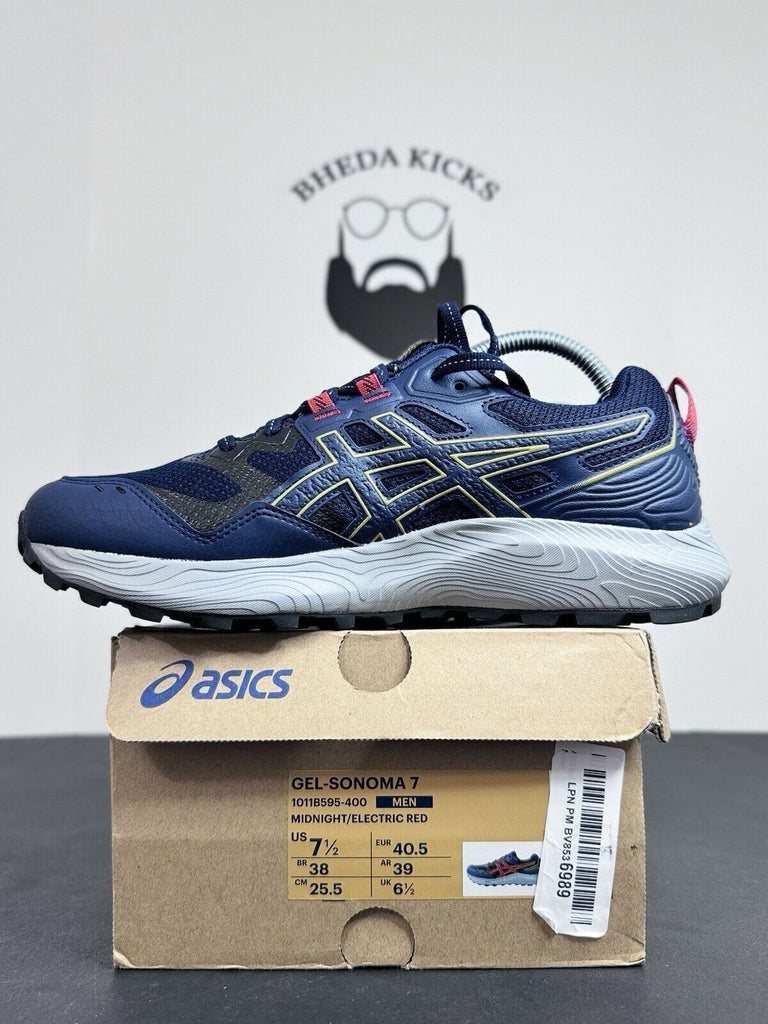 NEW DS ASICS Gel Sonoma 7 Midnight Electric Red 1011B595-400 Men’s Size 7.5