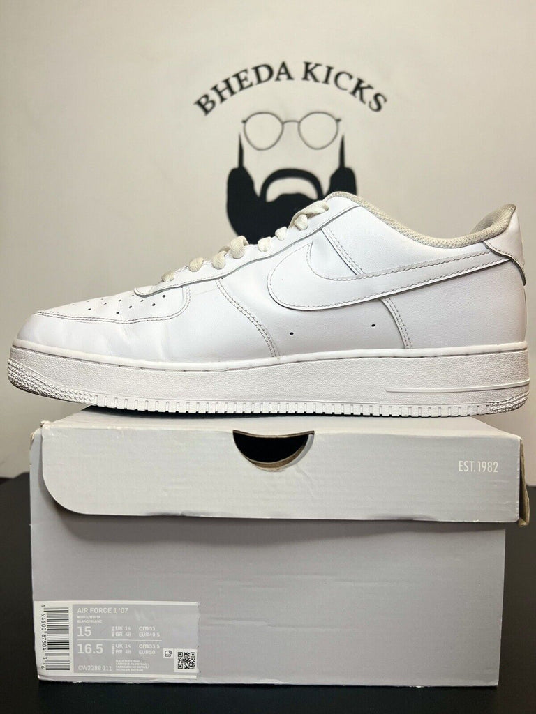 Nike Air Force 1 Low '07 White (CW2288-111) Mens Size 15 Preowned Authentic