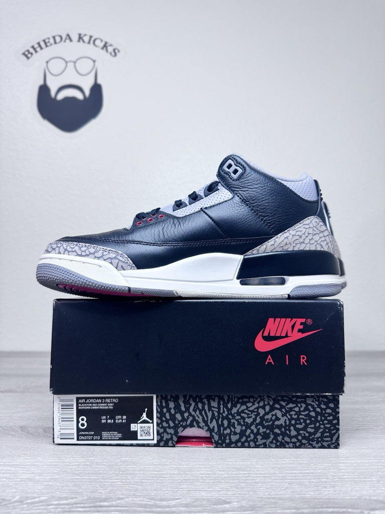 Size 8 - Air Jordan 3 Retro OG 2024 Black Cement DN3707-010 Preowned