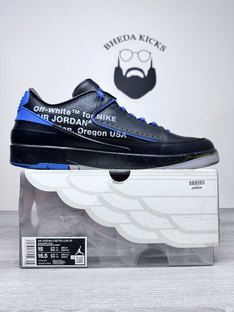 Size 15 - Air Jordan 2 Low Retro Off White Black Varsity Royal DJ4375-004