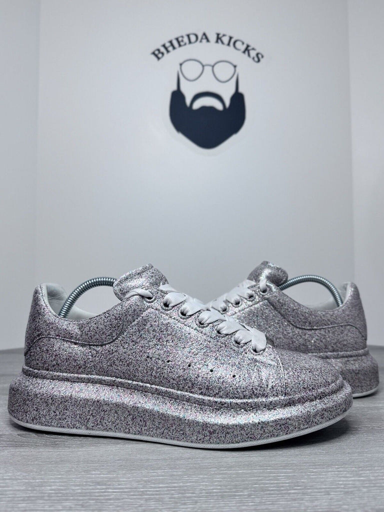 Size 42 EU (9 Mens) - Alexander McQueen Leather Silver Glitter Sneakers