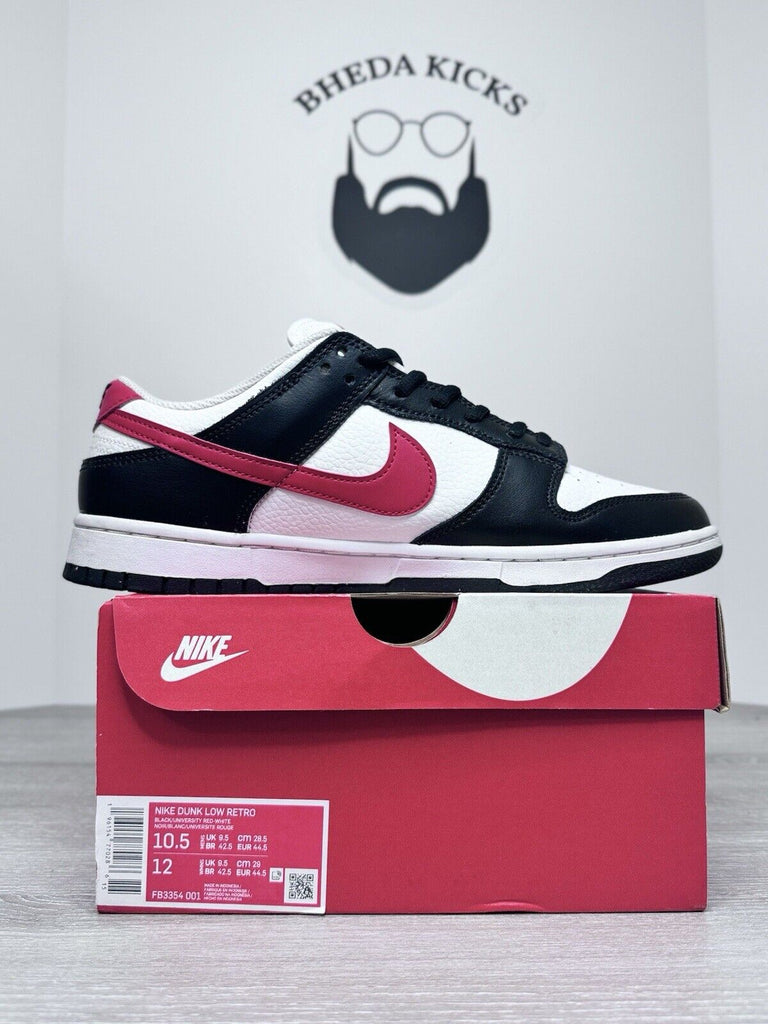 Size 10.5 - Nike Dunk Low Retro Red Swoosh Panda FB3354-001 Preowned