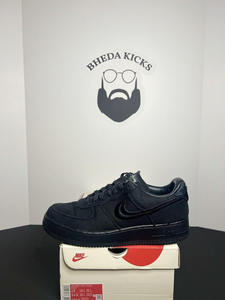 Stussy x Nike Air Force 1 Low Triple Black CZ9084-001 Preowned Men’s Size 13