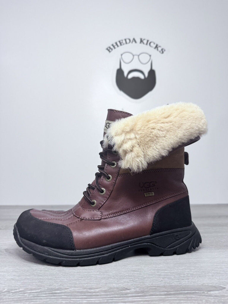 Size 9 - UGG Men Brown Waterproof Fur Vibram Leather Snow Boots S/N 5521