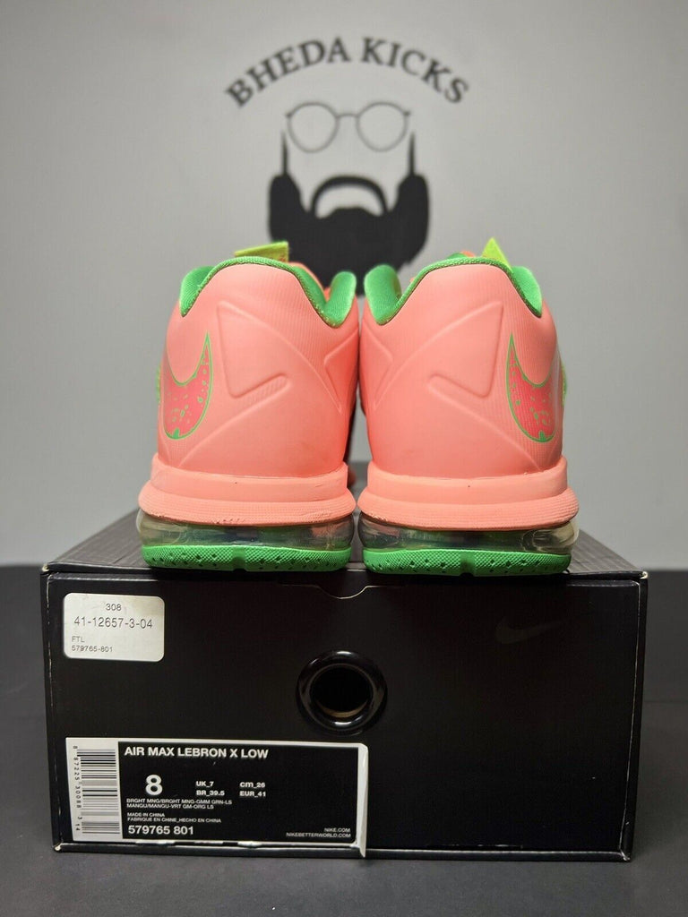 CRISP NIKE AIR MAX LEBRON 10 X LOW “WATERMELON” SNEAKERS 579765-801, SIZE 8