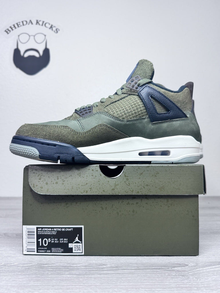 Size 10.5 - Nike Air Jordan 4 Retro Craft Olive FB9927-200 OG Bred Green Cement