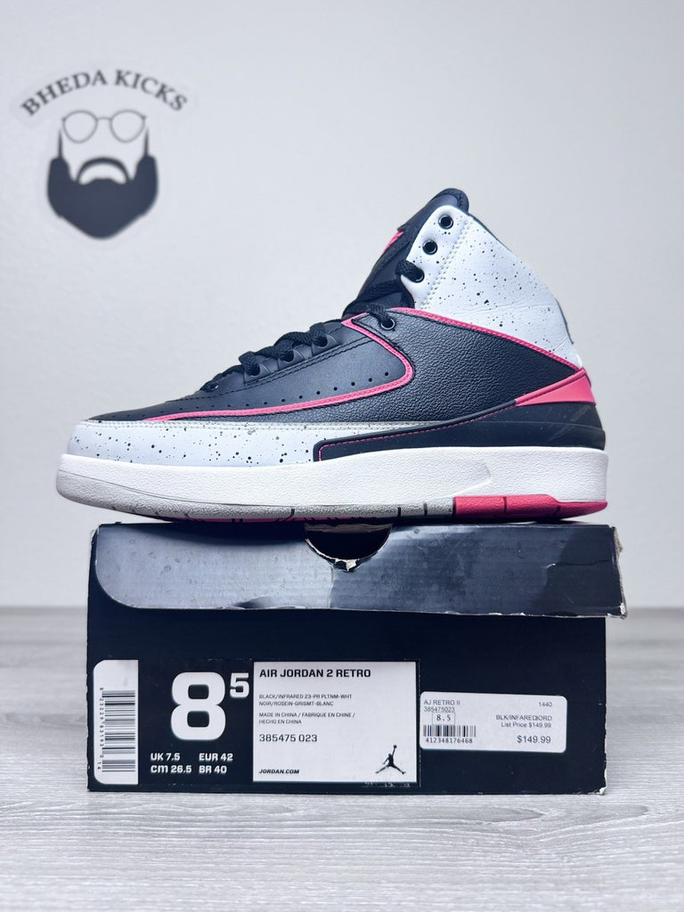 Size 8.5 - Air Jordan 2 Retro Infrared 23 Black White Red Gray (385475-023)