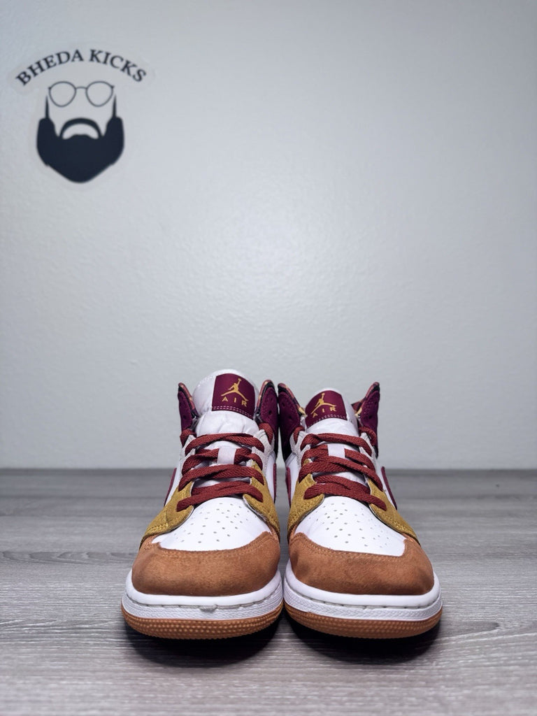 Size 5.5y - DX2460-601 Air Jordan 1 Mid SE Retro Picnic Paprika Cinnabar Black