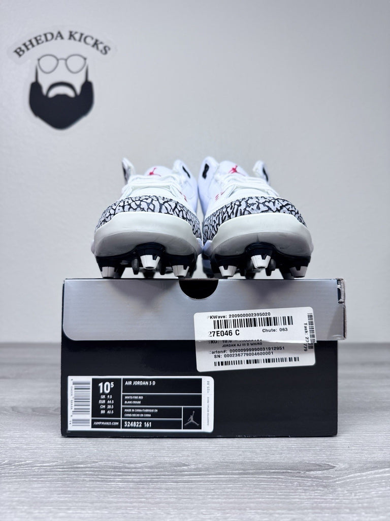 Size 10.5 - Nike Air Jordan 3 D Retro White Cement Football Cleats 324822-161 DS