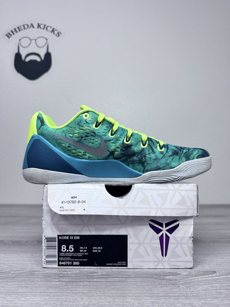 Size 8.5 - Nike Kobe 9 EM Easter Volt 2014 646701-300 Black Mamba Basketball