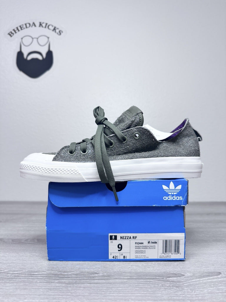 Size 9 - Adidas Nizza RF Low Retro Shoes Green Leather Canvas Sneakers FX2444 DS