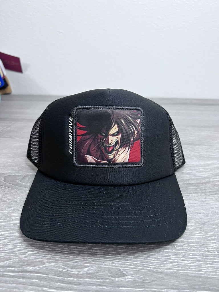 Primitive x Future Memory Attack on Titan Trucker Hat Black Dope Anime Hat, NWT