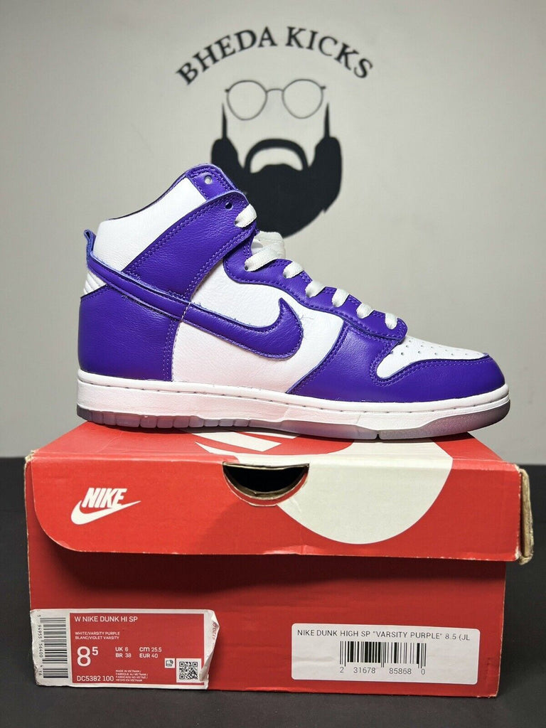 Nike Dunk High Varsity Purple size 8.5W/ 7M DC5382-100 White Preowned Og Rare