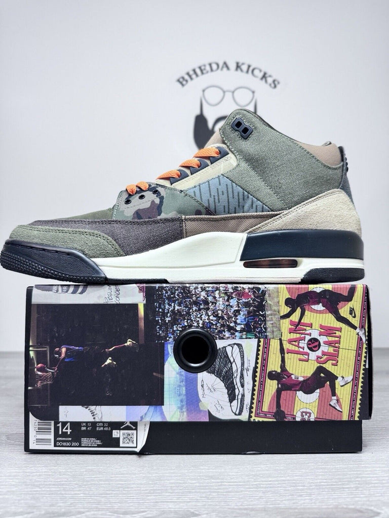 Size 14 - Nike Air Jordan 3 Retro Camo Patchwork Brown Green Black DO183-200