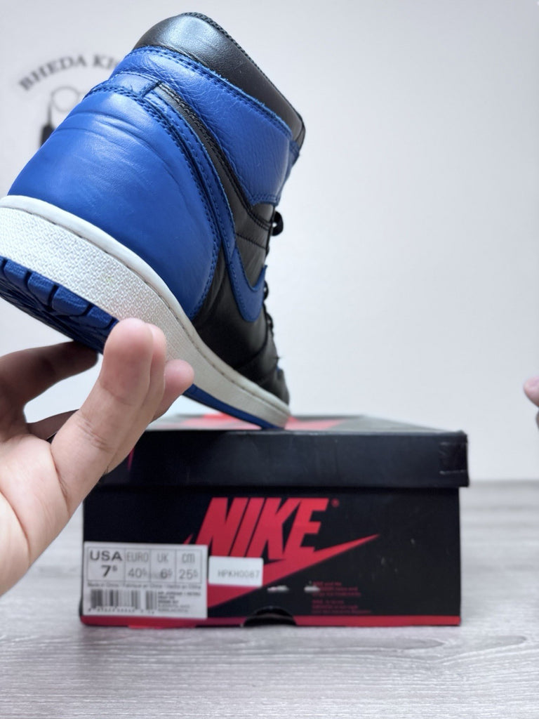 Size 7.5 - Nike Air Jordan 1 High OG Royal Blue Retro Men’s 555088-007 Preowned