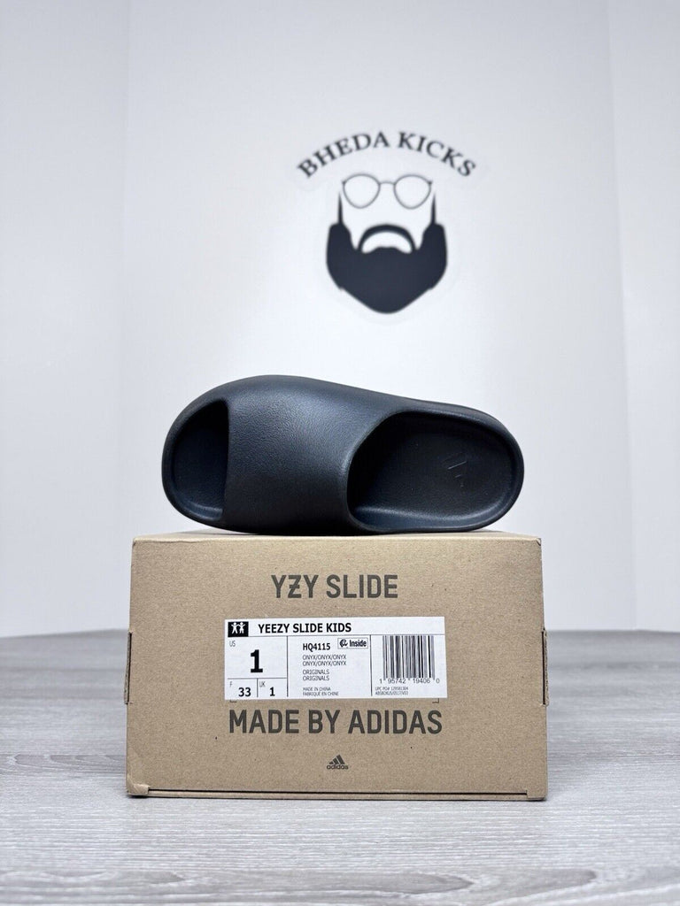 Size 1Y - Adidas Yeezy Slide Onyx Little Kids New HQ4115 Kanye West NEW DS