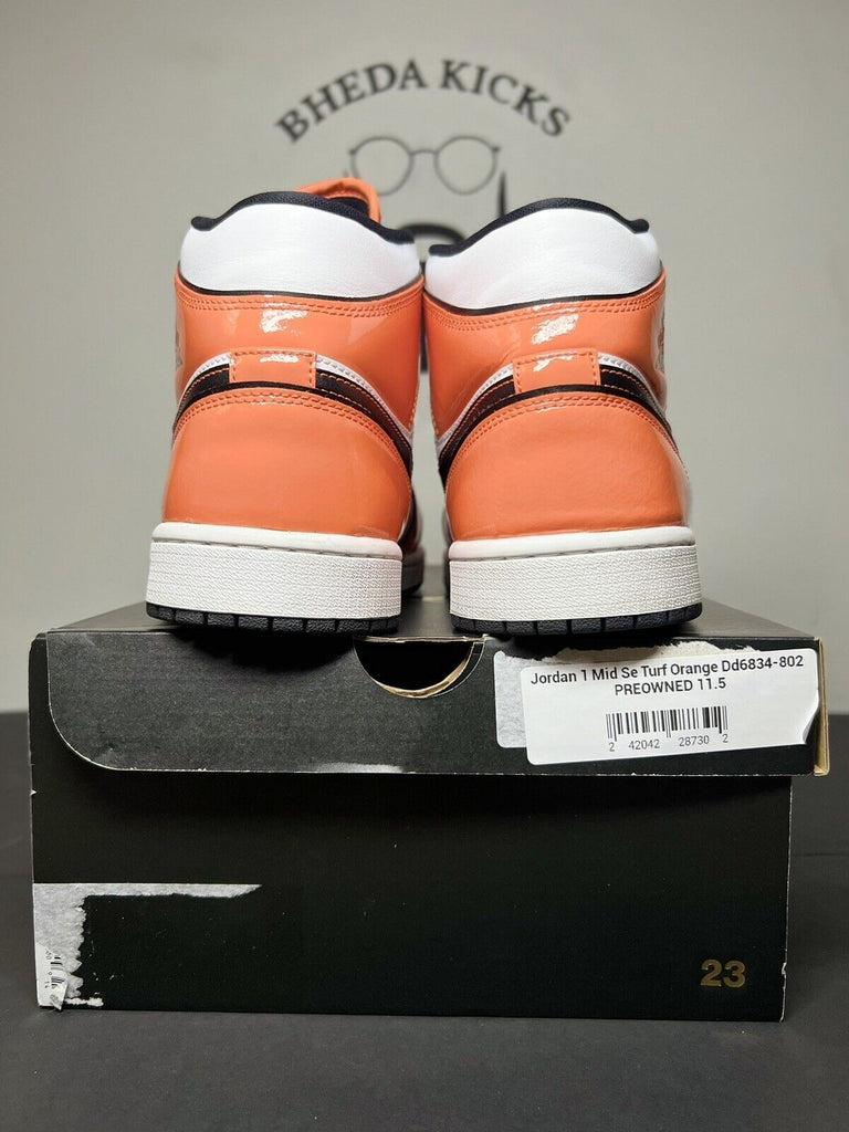 Nike Air Jordan 1 Mid SE Turf Shoes Sneakers DD6834-802 Orange Black Size 11.5