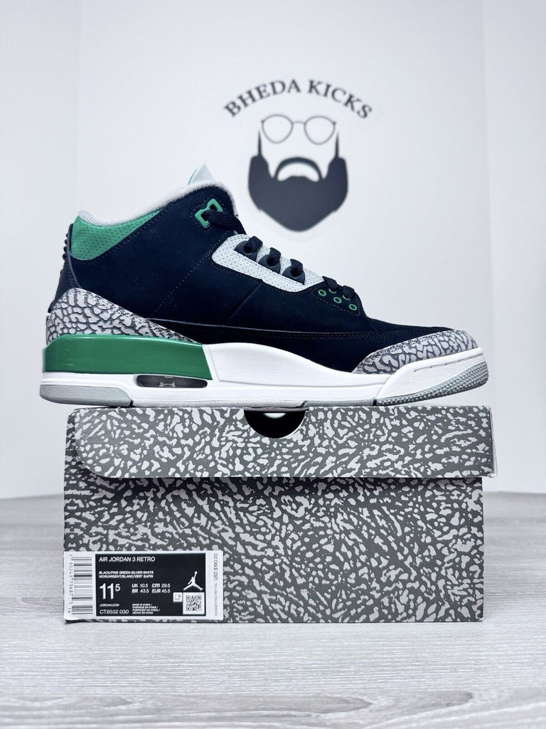 Size 11.5 - Jordan 3 Retro Pine Green 2021 CT8532-030 Preowned Og Authentic