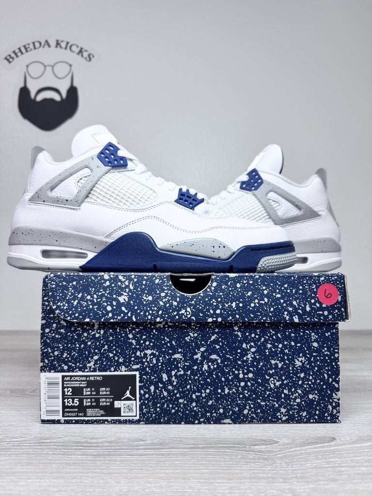 Size 12 - Nike Air Jordan 4 Retro Midnight Navy White DH6927-140 Men’s Brand New